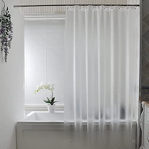 Rideau de bain 180 x 180 cm - Anti-moisissure - En tissu imperméable et lavable - En PEVA - Avec 12 anneaux de rideau de douche semi-transparent