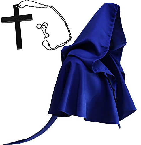SJTJSPX Mittelalter Gugel Kapuze Halloween Mantel Cosplay Umhang Herren Damen Fasching Cape mit Kreuz Hexe Vampir Kleidung Zubehör Party Karneval Tod Kapuzen Unisex Robe Kostüm Accessoires