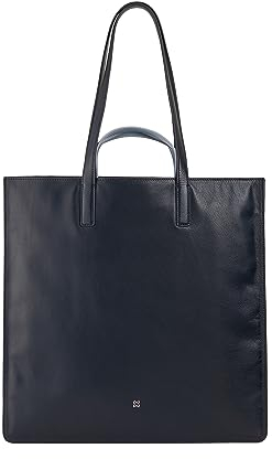 DUDU Große weiche Damentasche, farbige Leder Tote Einkaufstasche, doppelte Griffe, Elegante Umhängetasche, geräumige Handtasche Navy