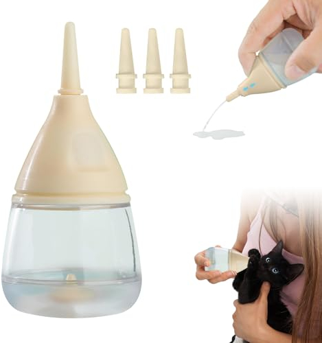 Aufzuchtflasche Haustier, Aufzuchtflasche Katzen und Hunde, Haustier Babyflasche Kit, Silikon Wasser Milch Flasche Silikon Babyflasche Neugeborene Pet Kleine Hunde Welpen Katze, mit 3 Silikonnippeln