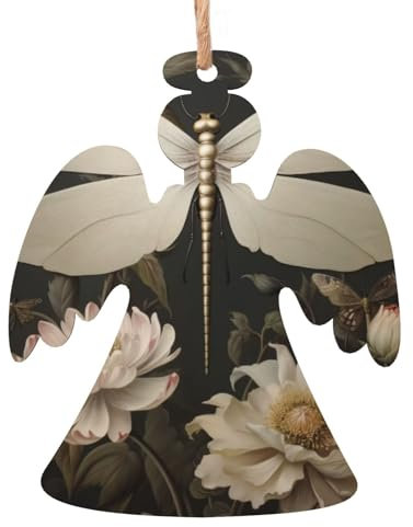 Weihnachtsdekorationen – Weihnachtsbaumschmuck-Set aus Holz, festliche Heimdekoration, hölzerne Schneeflocken, weiße Libelle
