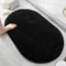 Mateju Tapis de Bain Antidérapant, Ovale Tapis Salle de Bain Absorbant en Microfibre Chenille Tapis de Douche, Doux et Confortable Tapis de Sol Lavable (40x60CM,Noir)