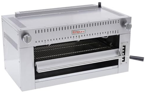 EMPURA 36 Heavy-Duty Natural Gas Salamander Broiler | Cheese Melter with Adjustable Spring-Balanced Lifting System (6) Infrared Burners | 36W x 19D x 19H, Stainless Steel (Mounting Kit Included)