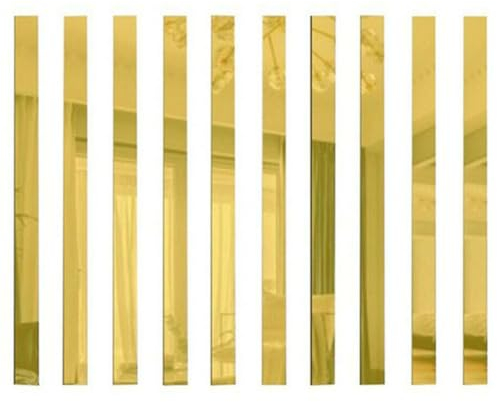 CWOQOCW Kunststoff-Spiegel, lange Streifen, Acrylfliesen, Spiegel, Mosaik, selbstklebende Wandaufkleber für Zuhause, Wohnzimmer, Schlafzimmer, Dekoration (Gold, 5 x 20 cm), 10 Stück