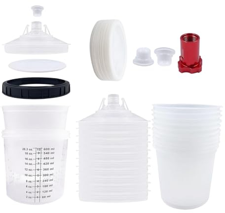 Evenden Paint Sprayer Mixing Cup Liner and Cap Kit System for HVLP , 20 Oz (600 ml) Set