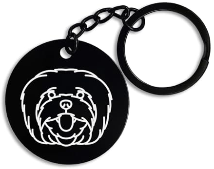 ENTROPIJA Maltese Dog Cute Face Runder Schlüsselanhänger & Schlüsselbund Pin Anhänger Schwarz Stah