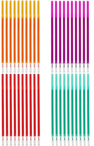 YHUIKXIN 40 Stück Bunte 0,35mm Löschbare Mine Radierbar Gelstiftmine Radierstift Mine für Schulen Büros Schneidereien (Rot, Orange, Grün, Lila)