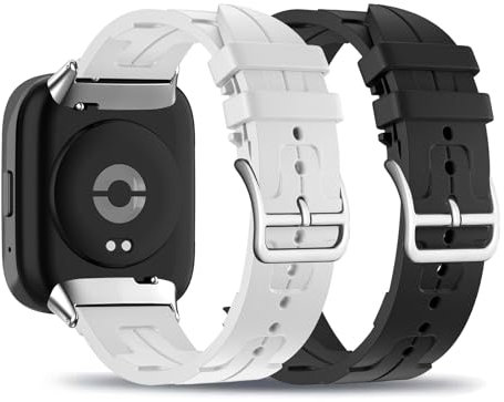 2 Stück Silikon Armbänder für Xiaomi Redmi Watch 3 Lite/Watch 3 Active Armband, Weiches mit Verstellbare Metallschnalle aus Edelstahl Sport Ersatzarmband mit Xiaomi Redmi Watch 3 Lite/3 Active (2)