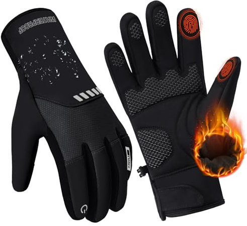 Vilico Winterhandschuhe Herren Wasserdicht Touchscreen,Fleece Warm Thermal Winter Handschuhe Touchscreen,für Radfahren,Fahrrad,Motorrad,Skifahren
