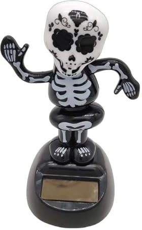 Skelett-Armaturenbrett-Wackel, Armaturenbrett-Wackelkopf-Skelett,Solar-Schädel-Figur, Halloween-Wackelfiguren Mit Schüttelndem Kopf Für Süßes Oder Saures-Partys, Auto-Schreibtisch-Dekoration