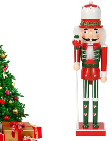 Figura in legno Schiaccianoci, Statua Schiaccianoci da scrivania,Statua dello schiaccianoci in legno di Natale | Decorazione stagionale indipendente per un'atmosfera festosa per scrivania, giardino