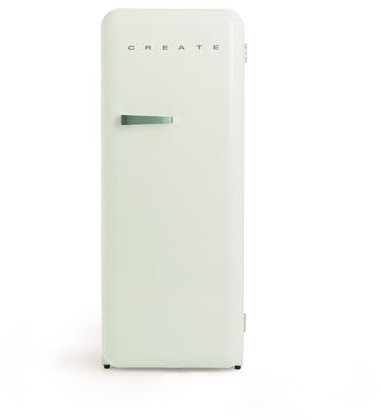 CREATE / RETRO FRIDGE 150 SAGE/Kühlschrank mit Gefrierfach 281L in Pastellgrün, Griff Salbeigrün / 102W, niedriger Energieverbrauch, 150cm, 3 Ablagen, Temperaturregelung,60x60x150cm