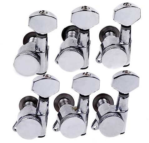 BESTonZON 6-in-Line Locking Tuners Set for Electric Guitar, Chrome Tuning Pegs Gitarren Ersatzteile for Guitarists