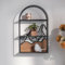 Holz Wandregal Metall Hängeregal Natur Holzoptik Vintage Metallregal für Wohnzimmer (Gebirge und Wellen)