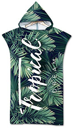 Lukery Handtuch Poncho mit Kapuze, Surf Poncho für Damen Herren Jugendliche, Umziehhilfe Strand Drucken Badeponcho, Kompakt und Sehr Leicht Robe aus Mikrofaser für Strand Schwimme 75x110cm