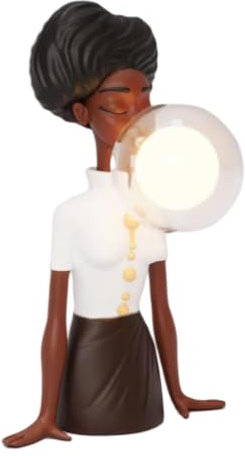 Juodkeo Blowing Bubbles Girl Tischlampe – Wiederaufladbares dekoratives Nachtlicht aus Kunstharz mit G4-Glühbirne, klarer Glas-Lampenschirm – für Schlafzimmer Nachttisch (Mädchen2)