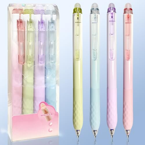 Xiaocanglan Radierbarer Kugelschreiber, 4 Stück Blau Kugelschreiber Radierbar, 0.5MM Tintenroller Radierbar Radierbare Stifte Erasable Pen, Gelschreiber Wegradierbare Stifte für Studenten Geschenk