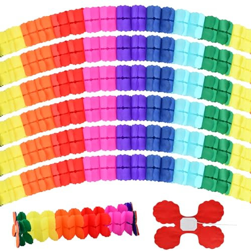 8 Stück Vierblättriges Kleeblatt Girlande, Hängende Girlanden, Bunt Papiergirlande Deko, 3M Luftschlangen, Partydekoration für Hochzeit, Geburtstag, Karneval, Fasching, Festfeier,Partygirlanden