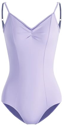 HROYL Body da Danza per Donna Classica Scollo a V Leotard da Balletto Body Ginnastica con Spalline Regolabili,C11-Viola,S