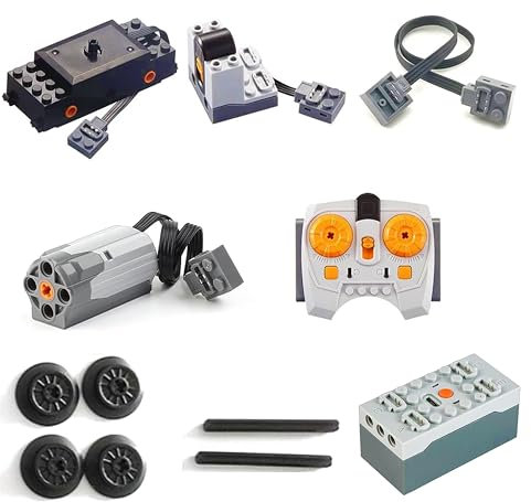 Geschwindigkeitsregel Motor Function,6-teiliges Elektrisch Spielzeug Motor,Technology Power Functions Set,Lithiumbatterie für Geschwindigkeitsregel Fernbedienung,Kompatibel mit Technik Zug