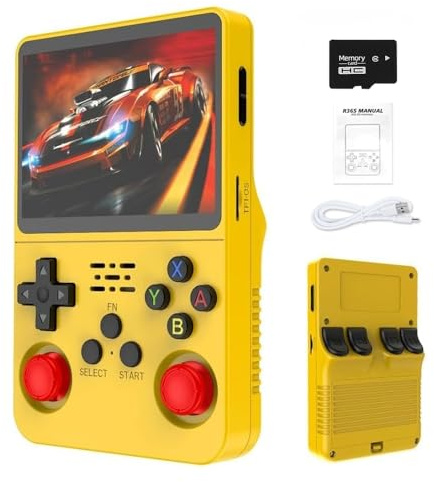 R36S Console di gioco portatile retrò, mini console per videogiochi HD 21000+ HD, schermo IPS da 3,5 pollici, console portatile per videogiochi arcade, regalo per adulti (giallo)