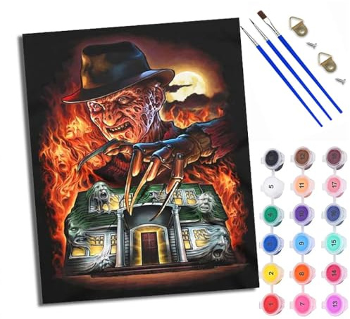 WXRWANG Peinture par Numéros pour Adulte DIY Peinture Numero Adulte Débutants personnages de films d'horreur Numéro Kit Peinture par Décoration Murale et Cadeaux Pour La Maison Avec cadre