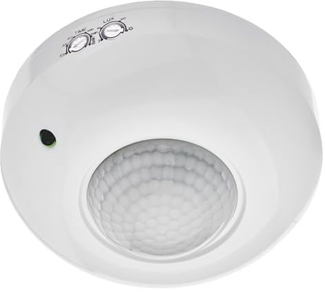 EMOS - Infrarot-Bewegungsmelder Aufputz für Innenbereich - Reichweite 3m, Erfassungsbereich 6m/360° - einstellbare Leuchtdauer und Empfindlichkeit 3-2000 Lux - ideale Installationshöhe 2,2-4 m - Weiß