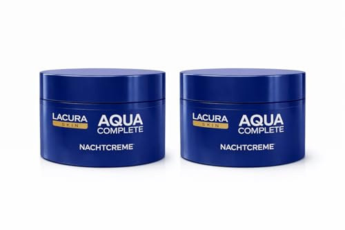 2x LACURA Skin Aqua Complete Nachtcreme mit Hyaluron, Feuchtigkeitspflege für trockene Haut, 72h Feuchtigkeitsversorgung, vegan, ohne Mikroplastik, dermatologisch bestätigt, 2x 50 ml, Alter 25+