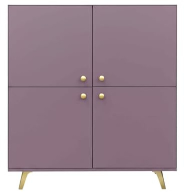 Masseno Kommode GALIO 140 cm Sideboard mit Schubladen und 4 Türen für Wohnzimmer Schlafzimmer Modern 140x41x86 cm Violett