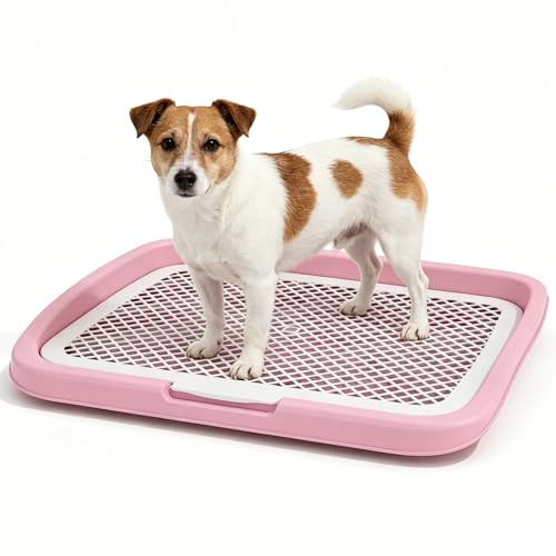 Ameble Spacious Indoor Dog Potty Pee Pad Holder for Small to Medium Dogs, Training Tray, Washable Puppy Toilet, Style 1, 18.50x14.57inch