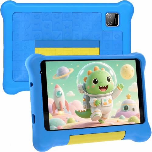 Yicty Tablette Enfants 7 Pouces Android Tablette Éducative 5Go RAM 32Go Extensible TF 128Go, Contrôle Parental, Caméra Double, WiFi 6 Bluetooth 5.2, Étui Antichoc Inclus, Cadeau Fille Garçon (Bleu)