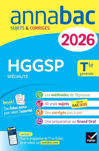 Annales du bac 2026 - Annabac HGGSP Tle générale (spécialité): sujets corrigés & méthodes de l'épreuve d'HGGSP