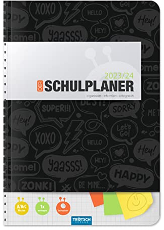 Trötsch Schulplaner Schwarz 23/24: Planer Schülerkalender Hausaufgabenheft Timer