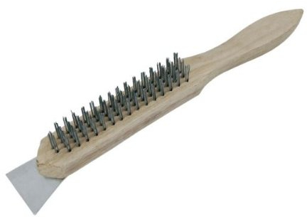 Hand Wire Brush 4 Row (Wooden Handle with Scraper)