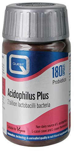 Quest Acidophilus Plus Probiotic Capsules 5 Billion CFU for Immune & Digestive Support. Helps Restore Gut Friendly Bacteria & Regulate Immune Responses. Vegan & Gluten Free (180 Capsules)