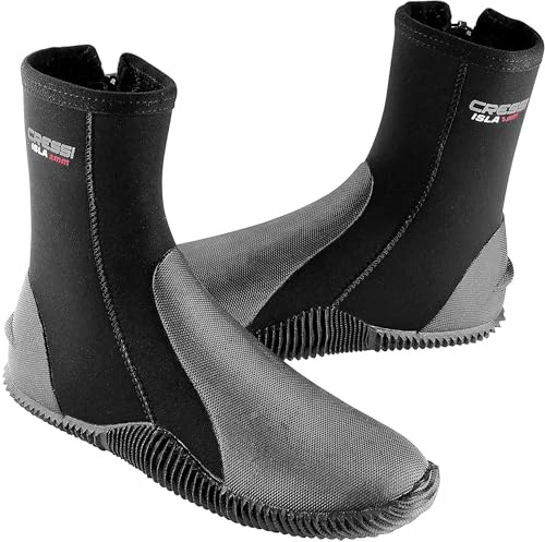 CRESSI Isla Neoprene Boots with Non-Slip Sole, Reinforced Toe and Heel, Warm Water Sports Footwear with Zipper for Diving, Snorkeling, Surfing, Sailing, Canoeing, and Canyoning