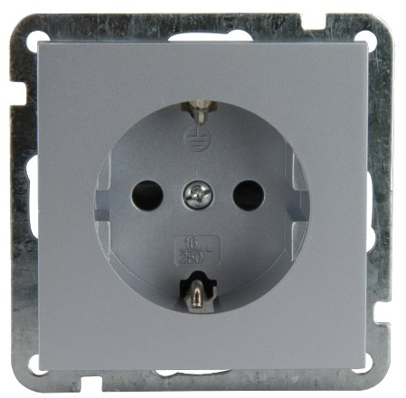UNITEC Steckdose mit KiSi, Melbourne, Serie 703, Silber