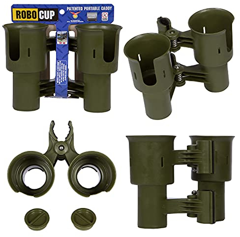 Robo Cup Porte-gobelet Double, Pince à Clip sur de Multiples usages: Boissons, Canne à pêche, Outils, bâton de Tambour, Plage, Olive