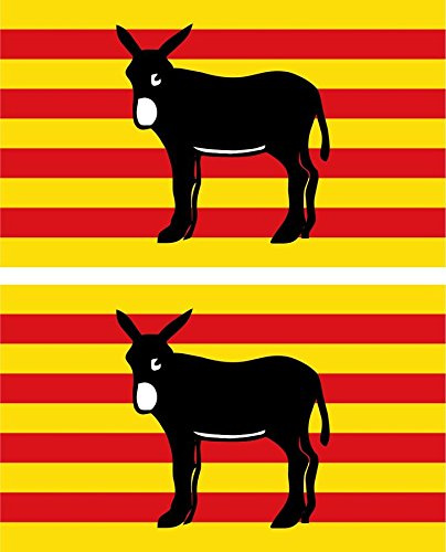 Akachafactory Set, 2 x Selbstklebende Sticker, für Auto, Motorrad, Flagge mit Esel, katalanisch, Katalonien