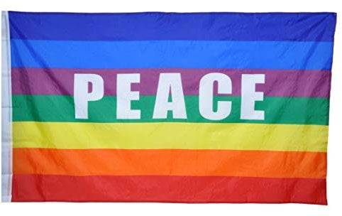 G.V. Bandiera della Pace cm 90x150 Flag Peace No War Movimento Pacifista Arcobaleno Tessuto Resistente