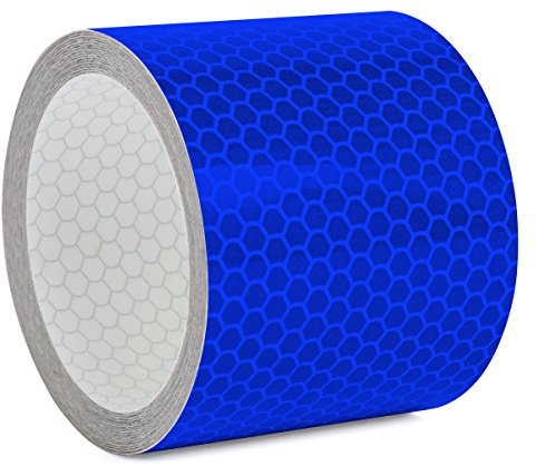 Motoking Reflektorband mit Wabenmuster für mehr Schutz & Sicherheit in der Dunkelheit - Länge und Farbe wählbar - 10m Meter lang, 5cm breit - Blau