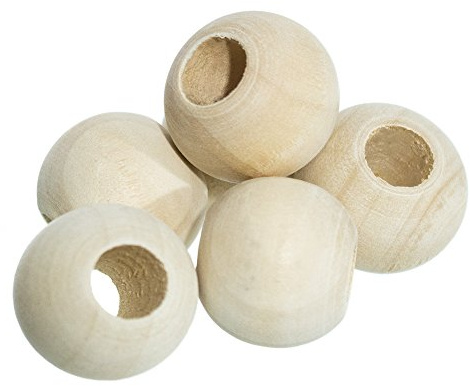 Craft County (– 20 Stück 2,5 cm natur Holz rund Ball Spacer Perlen – Charms für DIY Handwerk