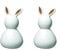 Räder Ostern Hase klein 2er Set aus Porzellan, teilglasiert in der Farbe Weiß-Gold, Maße: 3 x 2,5 x 5 cm, 14715