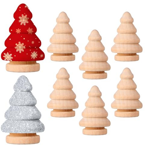 SUPVOX 10 Stück Weihnachtsbaum aus Holz Figur zum Bemalen, Figuren Handpuppe, Dekoration für Weihnachten Klein Sapin de Noël