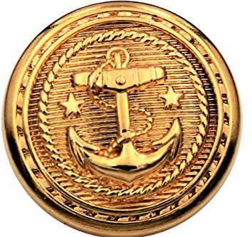 hochwertige gold Metall Knöpfe Metallknöpfe mit Anker, made in Germany (6 Stück) (15mm)