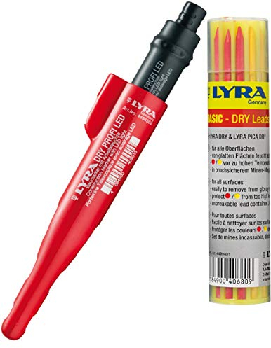vasalat 101168335_101168337 LYRA Dry LED + Minenset graphit/rot/gelb Tieflochmarker, 14-teiliges Set
