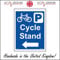 TR381 Cycle Stand Left Arrow Sign Parking Carrier Rack Helmet Bicycle Bike 150mm x 200mm Dibond/Composite Aluminium