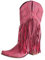 Stivali da Donna con Tacco Piatto, con Frange, Stile Casual, Stivaletti da Neve/Invernali in Pelle con Punta Quadrata Nappa Scarpe con Tacco Basso Caviglia Occidentale (38,Rosso)