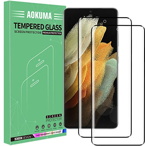 AOKUMA Samsung Galaxy S21 Ultra 5G 3D Verre Trempé, [Lot de 2] 3D Verre Trempé Samsung Galaxy S21 Ultra 5G[Haut Définition] Facile Installation Film Protection écran (Bord noir)