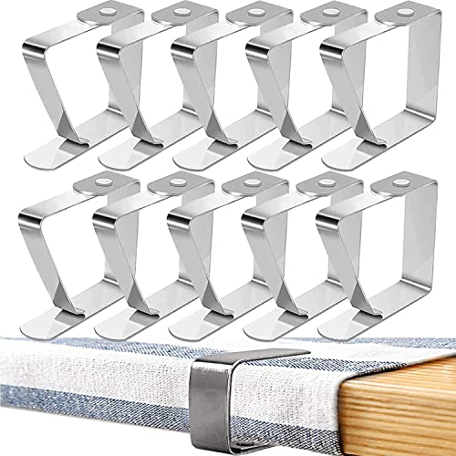 Kamiya 10 Stück Tischtuchklammern Edelstahl, Tischklammern Tischtuchklammern 5 x 4cm für Tische Nicht Mehr Als 3cm, Tischdecken klammen für Picknicks, Partys, Hochzeiten